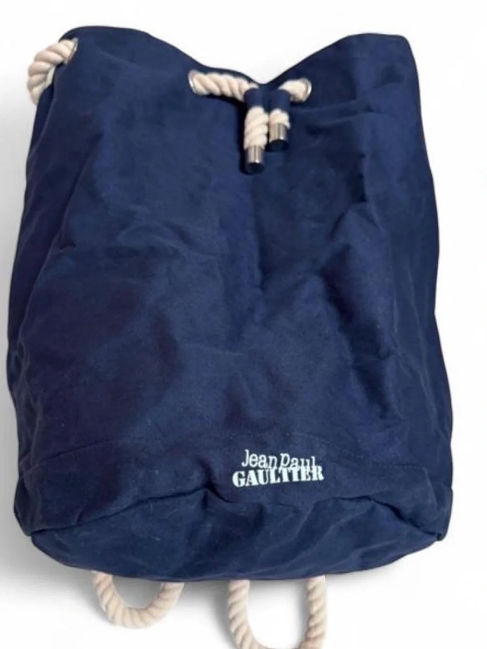 jean paul gaultier  Navy Canvas Drawstring Rope Backpack